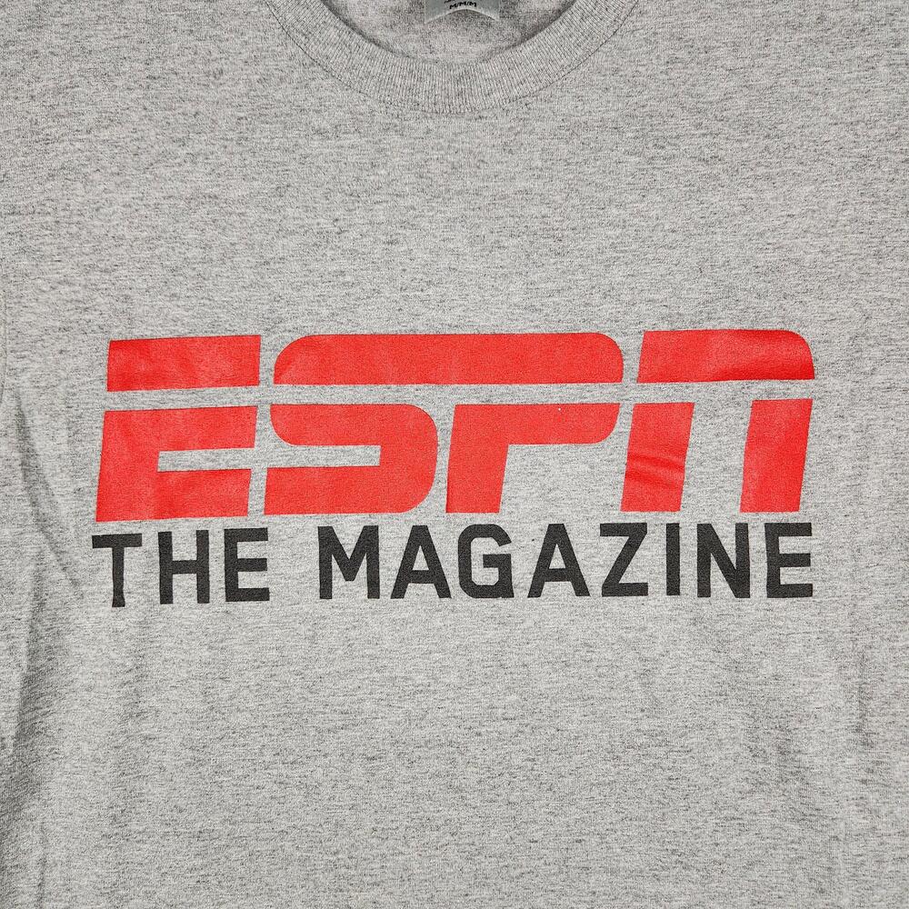 Vintage ESPN The Magazine Shirt Mens Medium Gray Graphic Logo Sports Tee Games